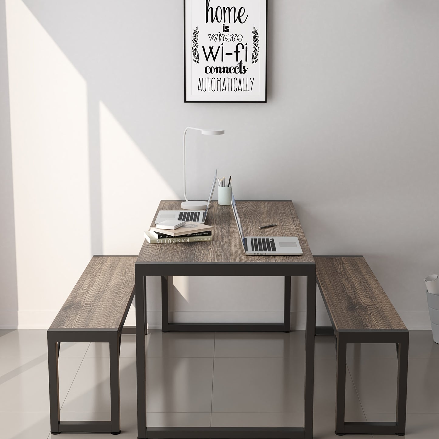 Vierpersoons Tafelset – Eettafelset – Tuinset – Keukentafel – Balkonset – Waterbestendig Tafelblad – Compact Stalen Frame
