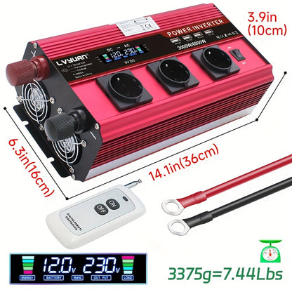 7000W Omvormer – Stroomomzetter – Spanning Converter – AC Inverter – Wisselstroomomzetter – Pure Sinusgolf – LCD Display – Compact & Duurzaam