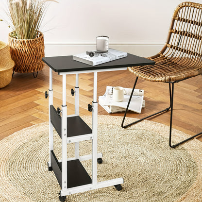 Laptop Table Notebook Table Desk Side Table With Shelf Height Adjustable 60x40x76-86.5cm Black