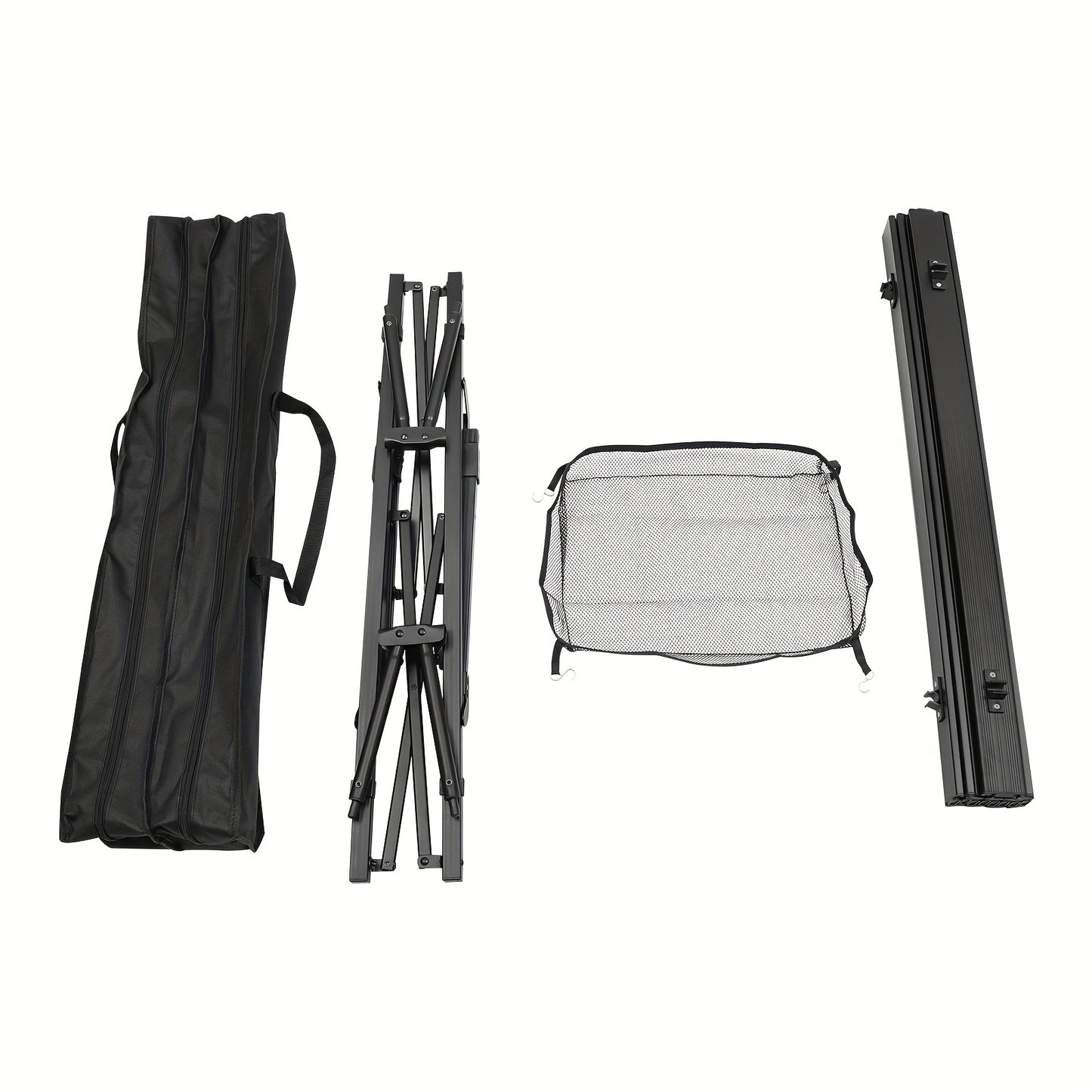35.4*20*17.7 -25.6 Inch Folding Camping Table Aluminum Barbecue Table + Mesh Pocket For Camping, Fishing, Picnic, Barbecue, Party, Total Load Capacity 30.0 KG