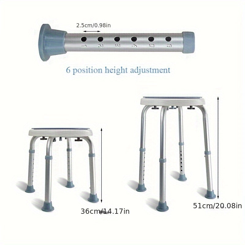 Douchestoel – Douchekruk – Douchezit – Badstoel – Shower Stool – 360° Draaibaar Zitvlak – Antislip Aluminium Frame – Hoogte Verstelbaar – Lichtgewicht