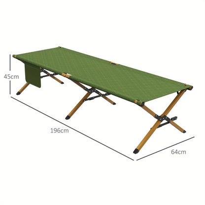 Draagbare Inklapbare Zonnebed – Ligbed – Lounger – Relaxstoel – Strandbed – Donkergroen – Lichtgewicht Aluminium Frame – Duurzaam Oxford Stof – 196x64x45 cm – Ingebouwde Zijzakken
