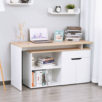 Hoekbureau – Computerbureau – Bureau – Werkplek – Bureautafel – Modulair Design – Met Lade en Kast – Wit Houtnerf – Eenvoudige Montage