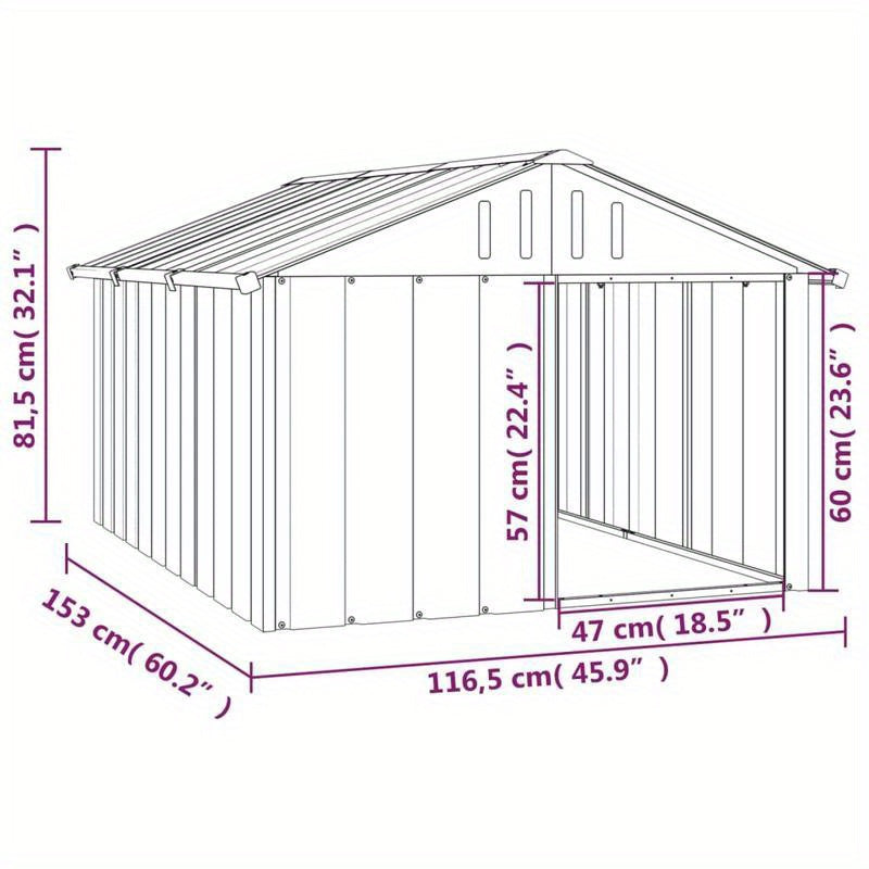 Hondenkennel – Hondenren – Hondenhok – Hondenkooi – Hondenopvang – Gegalvaniseerd Staal – Extra Ruim 116,5x153x81,5 cm – Weerbestendig Antraciet