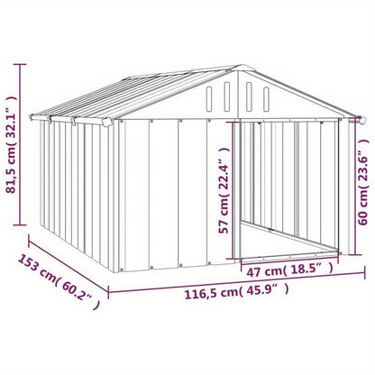 Hondenkennel – Hondenren – Hondenhok – Hondenkooi – Hondenopvang – Gegalvaniseerd Staal – Extra Ruim 116,5x153x81,5 cm – Weerbestendig Antraciet