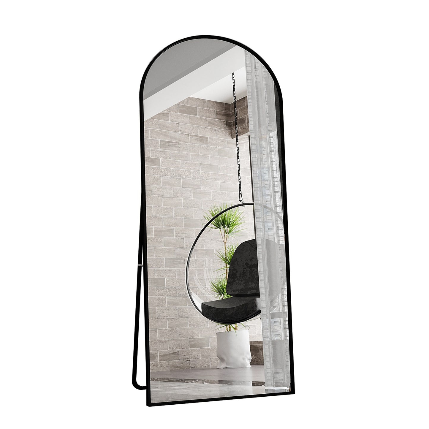Staande Spiegel – Passpiegel – Wandspiegel – Full Body Spiegel – Grote Spiegel – Minimalistisch Zwart Aluminium Frame – 180x80 cm – Breukveilige Bescherming