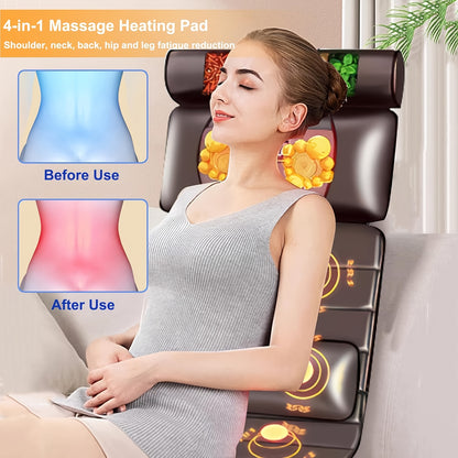 Massagekussen – Massagekussen Elektrisch – Nekmassage Apparaat – Shiatsu Massagekussen – Massage Mat Volledig Lichaam – 9 Massagemodi & 9 Snelheidsstanden – Afneembaar Nekkussen & Verwarmingsfunctie