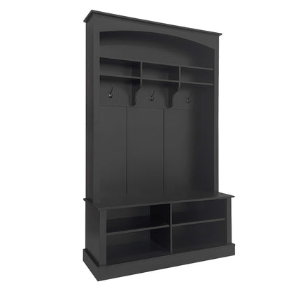 Halbank – Halmeubel – Kapstokbank – Schoenenbank – Entreebank – Zwart-Wit – Duurzaam MDF Materiaal – Compact Formaat (H190xB120xD40 cm)