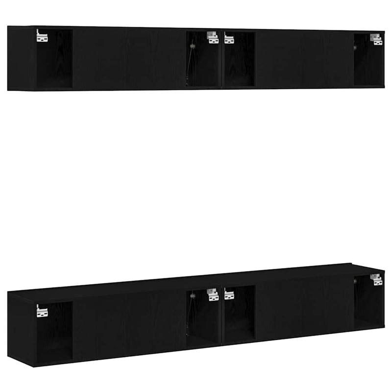 TV Meubel Set – Tv Meubelkast – Tv Dressoir – Mediameubel – Tv Meubel Zwart – Duurzaam Hardhouten Zwart Eikenhout – Compact Ruimtebesparend Ontwerp 100x30 cm