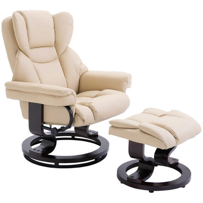 Relaxfauteuil – Relaxstoel – Draaifauteuil – Lounge stoel – Zitfauteuil – Met handmatige verstelbare rugleuning – Stevig metalen frame tot 160 kg – Compact ontwerp crème kleur