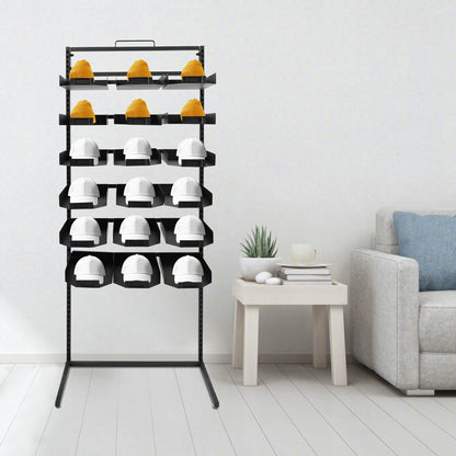 Hoedenrek – Hoedenhouder – Pettenrek – Hoedendisplay – Hoedenkast – Modern Design – Metalen Stabiele Constructie – 18 Trays – Compacte Afmetingen