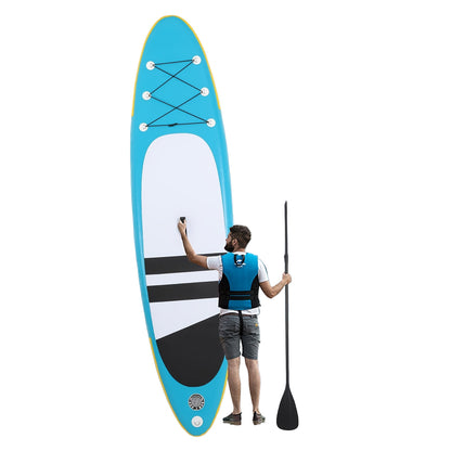 Opblaasbaar Stand-Up Paddleboard – SUP Board – Paddle Surfboard – Watersportboard – Yoga Board – Blauw – Draagvermogen 150 kg – Inclusief Aluminium Peddel