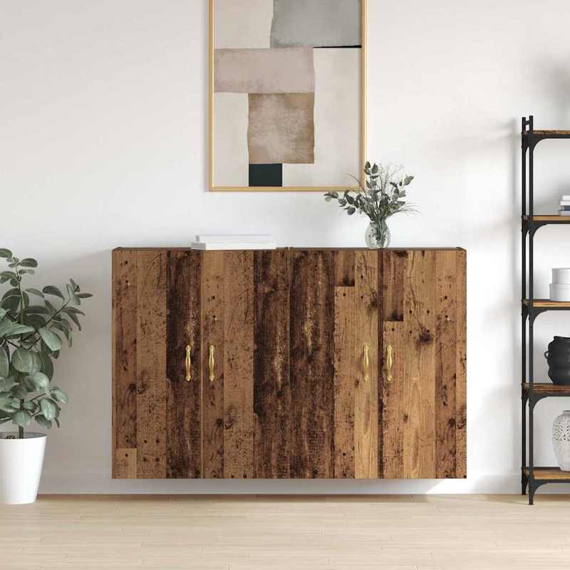 Wandkast – Muurkast – Opbergkast – Hangkast – Houten Kast – Bruin – Duurzaam Hardhout – 69,5 x 34 x 90 cm