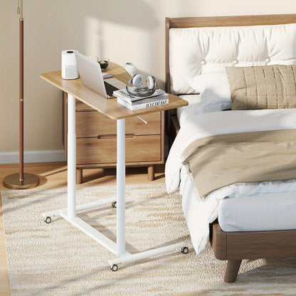 Zit Sta Bureau – Mobiel Werkplek Bureau – Laptoptafel – Verstelbaar Bureau – Verrijdbaar Bureau – Verstelbare Hoogte – Rustiek MDF Houten Tafelblad