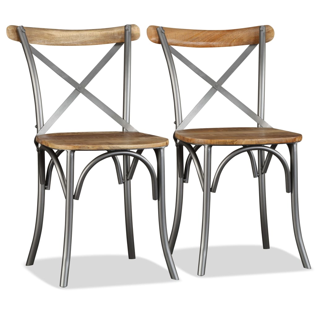 Eetkamerstoel – Stoel – Kuipstoel – Keukenstoel – Meubel – Massief Mangohout – Stalen Frame