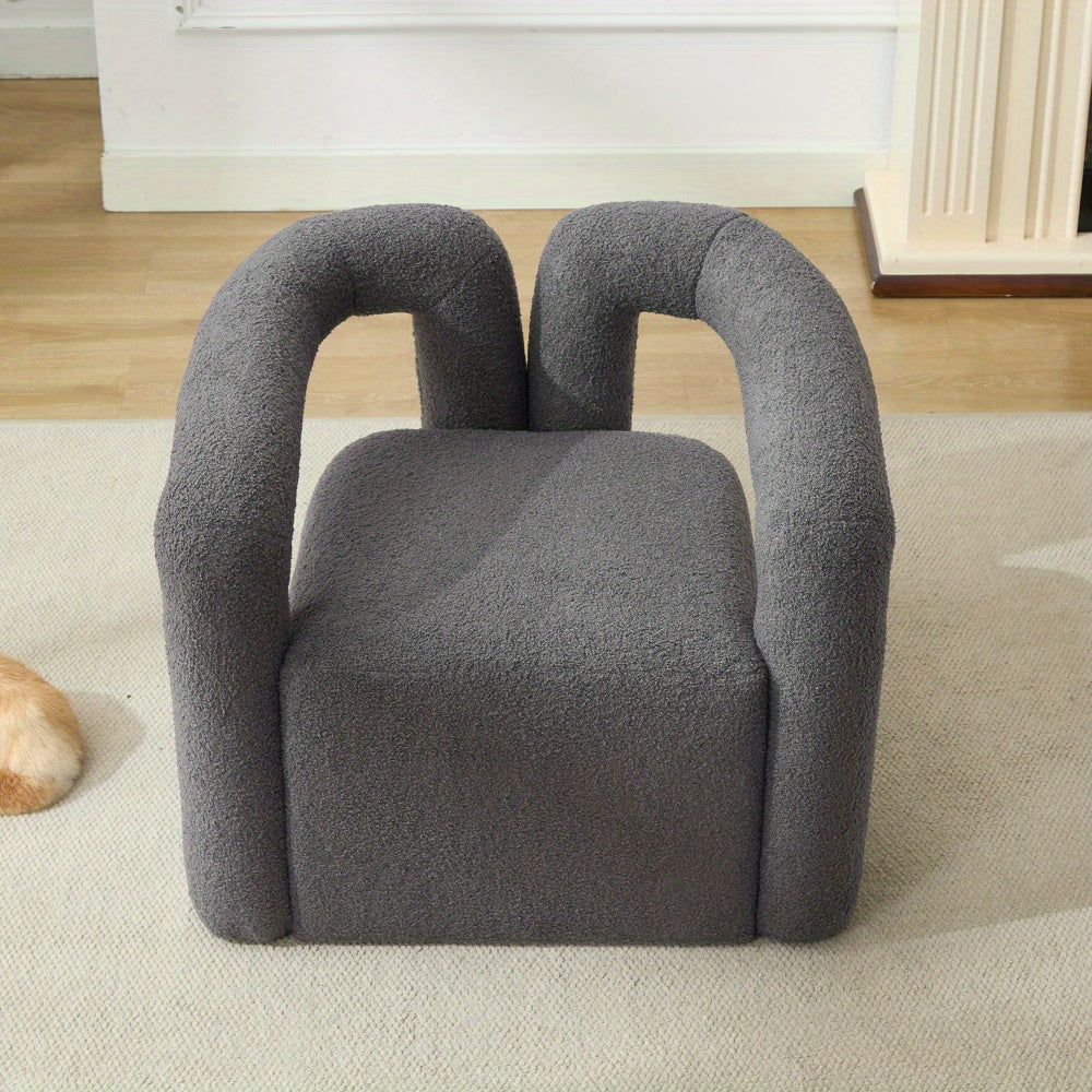 Leesstoel – Fauteuil – Relaxstoel – Loungefauteuil – Zetel – Sherpa Stof – Memory Foam Vulling – Breed Armleuningontwerp – Grijs