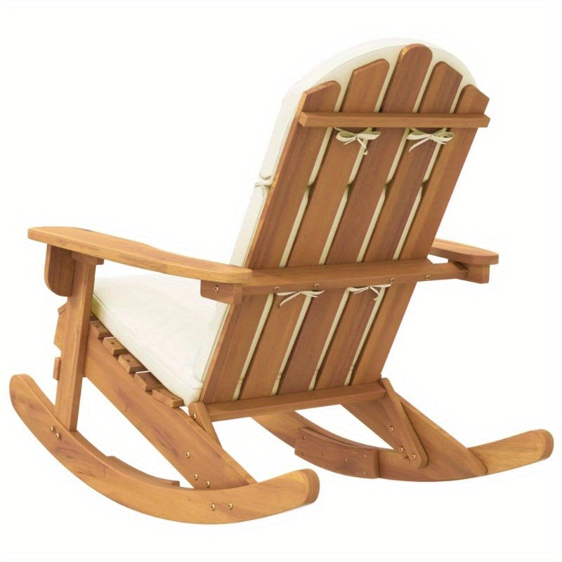 Adirondack Schommelstoel – Tuinstoel – Schommelstoel Voor Buiten – Relaxstoel – Acaciahout – Ergonomisch Ontwerp – Zachte Kussens