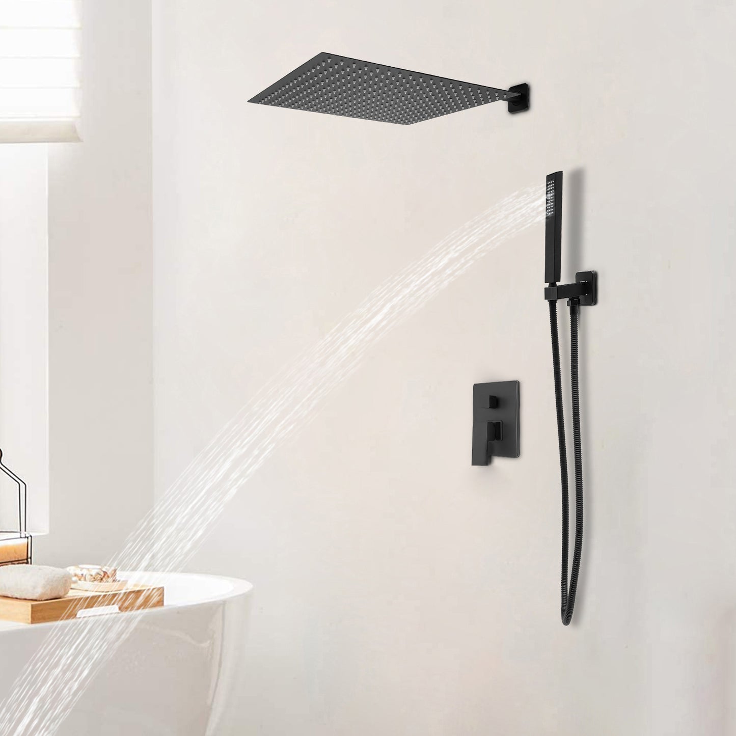 Bath Tap Bath Tap with Hand Shower Mixer Tap Bath with Shower Surface-Mounted Tap Bathtub Wall Mounted Tap Bath, Bathtub Faucet, Bathtub System, Shower Faucet, Bathroom Fixture, Contemporary Tap, Sleek Design, Durable Constru