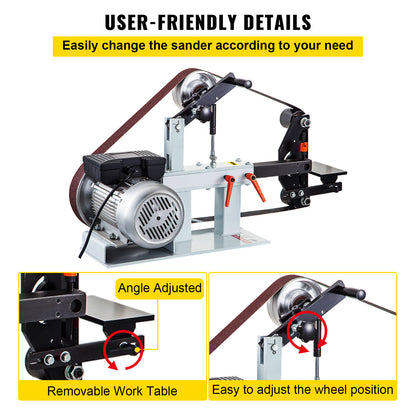 Bandschuurmachine – Bandschuurder – Schuurmachine – Slijpmachine – 1500W Motor – 3-in-1 Schuurwielen – Stalen Frame – 2800 RPM
