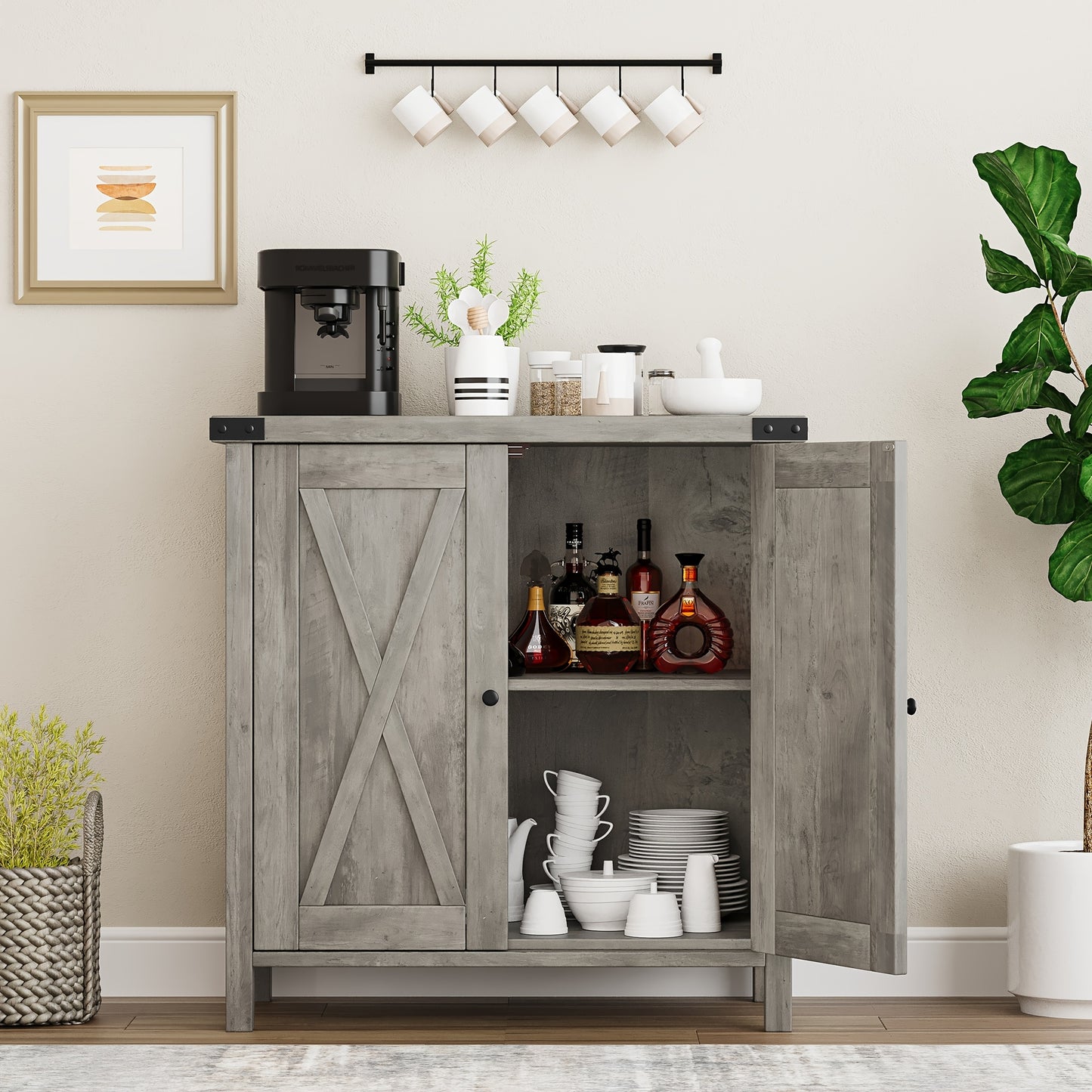 Dressoir – Buffetkast – Opbergkast – Kast – Wandkast – Landelijke Stijl – 76x40x80 cm – Verstelbare Planken