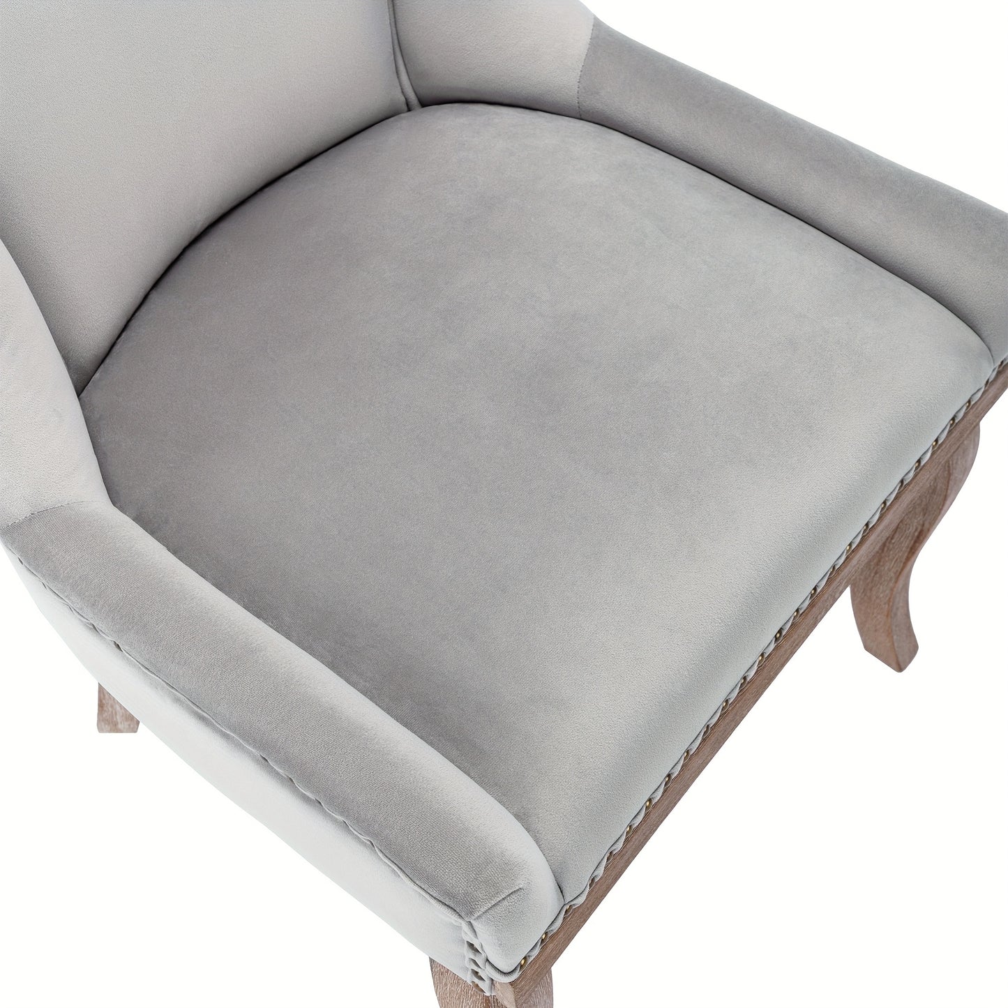 Eetkamerstoelen – Stoelen – Dining Chairs – Armstoelen – Retro Stoelen – Grijs – Bamboe Frame – Zacht Gepolsterd Met Nailhead Trim