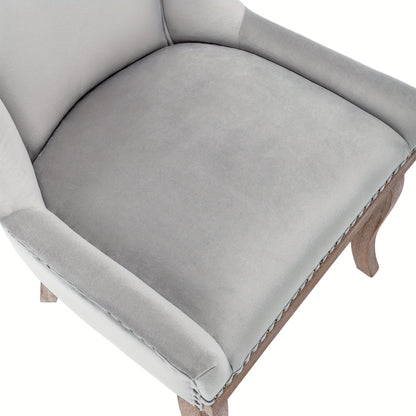 Eetkamerstoelen – Stoelen – Dining Chairs – Armstoelen – Retro Stoelen – Grijs – Bamboe Frame – Zacht Gepolsterd Met Nailhead Trim