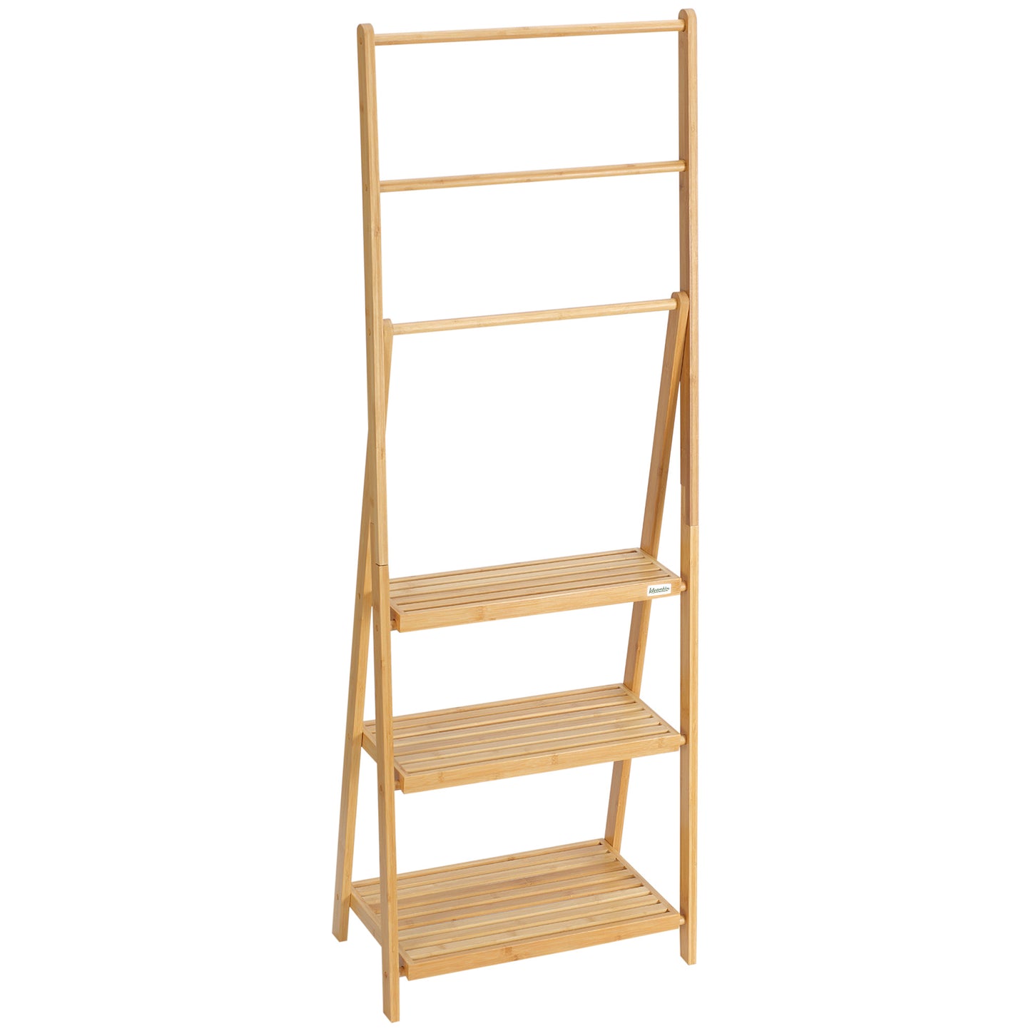 Bamboe handdoekenladder – handdoekrek – handdoekhouder – badkamerladder – opbergrek – natuurlijk bamboe – opvouwbaar – 152 cm hoog