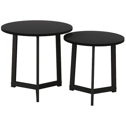 Ronde Bijzettafel – Salontafel – Accenttafel – Zwart Metaal Tafeltje – Hoektafel – Verstelbare Hoogte – Sterk Stalen Frame 35kg Capaciteit