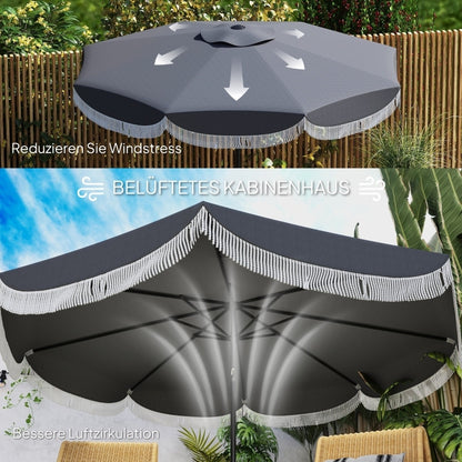 Tuinparasol – Zonnescherm – Buitenparasol – Schaduwdoek – Balkonparasol – Donkergrijs – 2,69 Meter Diameter – UV Bescherming 30+
