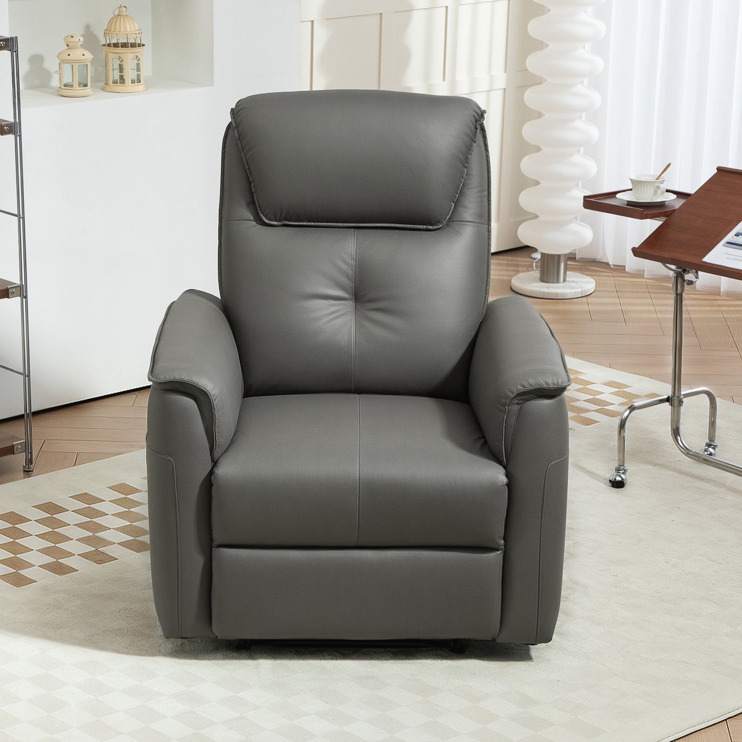 Relaxfauteuil – Relaxstoel – Fauteuil – Tv-stoel – Ligstoel – Verstelbare Rugleuning tot 150° – Pocketvering Zitting – Lichtgrijs Microfiber
