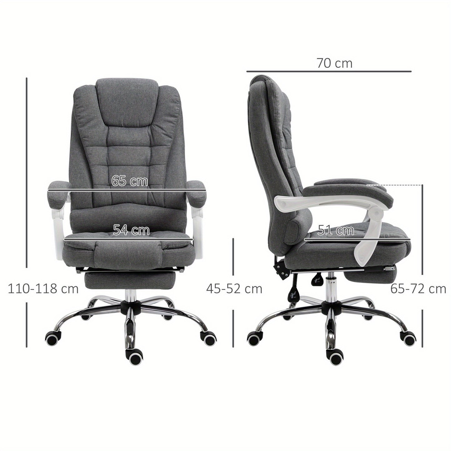 Ergonomische Bureaustoel – Bureaustoel Met Voetensteun – Comfortabele Werkstoel – Verstelbare Kantostoel – Relaxstoel Opvouwbaar – Verstelbare Hoogte 110-118 cm – Rugleuning Kantelbaar 135°
