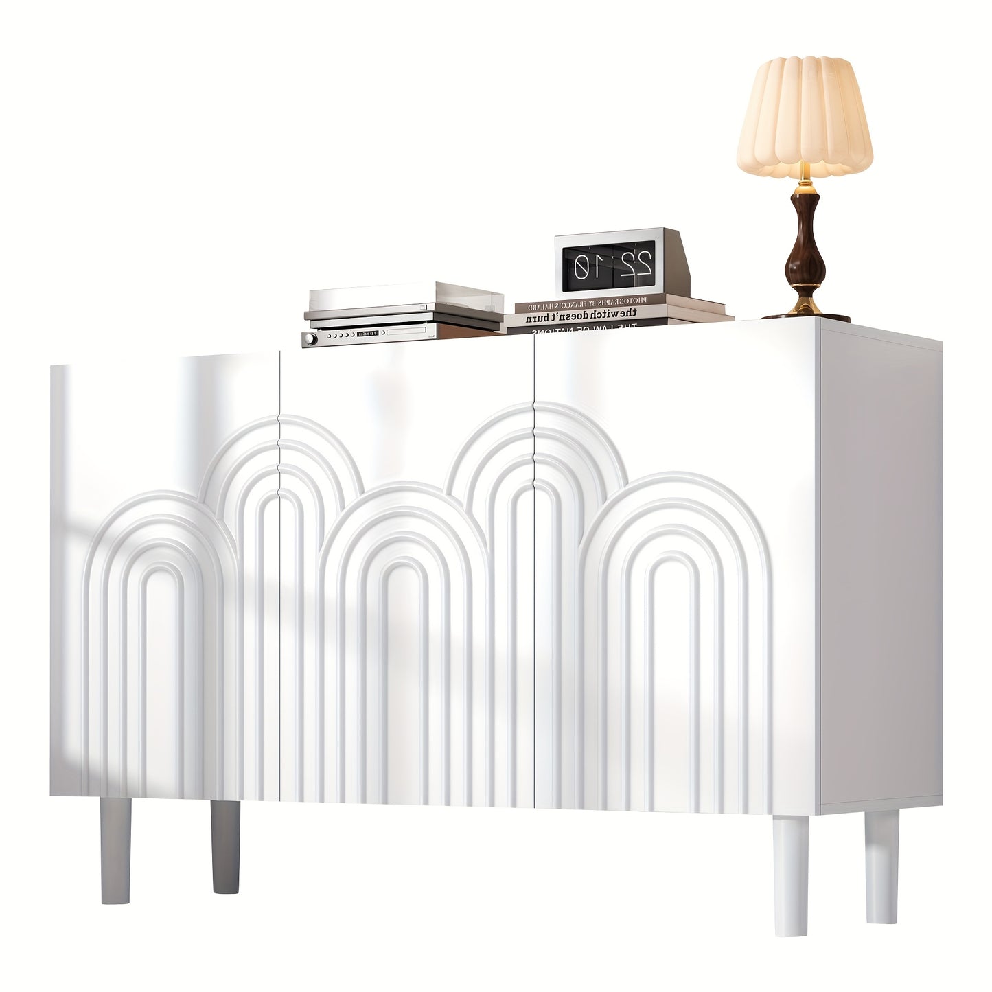 Large Capacity Modern Metal Storage Cabinet with 3 Doors & Adjustable Partitions - Heavy-Duty Contemporary Sideboard with Spacious Drawers, 120x38.5x79cm, MDF-Like for Living Room, Bedroom, Hallway - Space-Saving Furniture