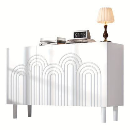 Large Capacity Modern Metal Storage Cabinet with 3 Doors & Adjustable Partitions - Heavy-Duty Contemporary Sideboard with Spacious Drawers, 120x38.5x79cm, MDF-Like for Living Room, Bedroom, Hallway - Space-Saving Furniture