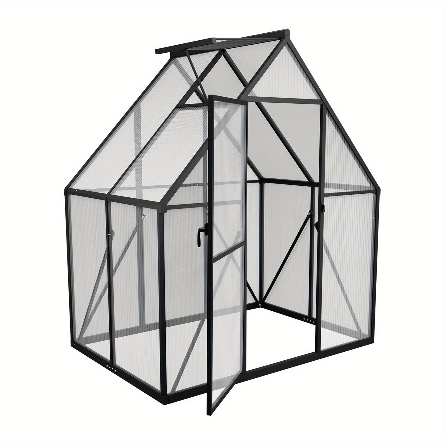 Walk-In Kas – Tuinkas – Kasje – Tomatenkas – Plantenkas – Aluminium Frame – Verstevigde Fundering – Dakraam En Deur – 125x180x195 cm