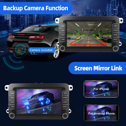 Android 15 Autostereo – Multimedia Systeem – Autoradio – Navigatie – Touchscreen Radio – 7 Inch HD IPS Scherm – 4GB RAM + 64GB Opslag – Draadloze Android Auto en CarPlay – Stuurwielbediening Compatible VW/Seat/Skoda