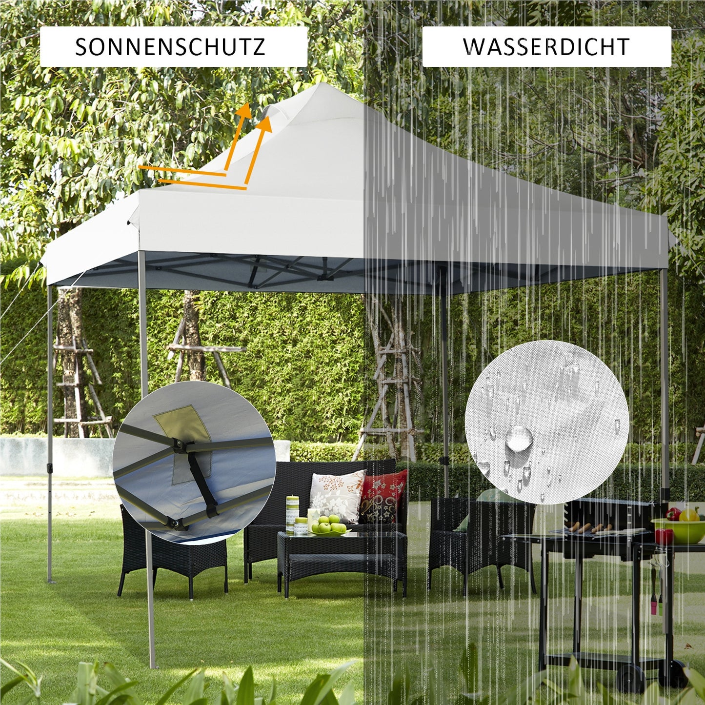 Partytent – Paviljoen – Tuintent – Feesttent – Opvouwbare Tent – 3x3 m – Waterdicht – UV Bescherming 50+ – Stevig Frame – Winterbestendig – Wit