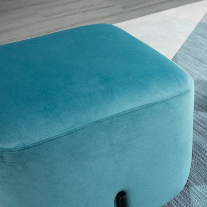 Voetenbankje – Voetensteun – Poef – Krukje – Ottoman – Turquoise – Polyester Bekleding – Stalen Frame – 44,5x44,5x41,5 cm – Comfortabel & Stijlvol