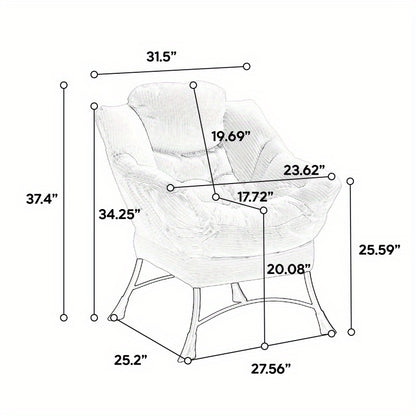 Fauteuil – Lazy Chair – Lounge Chair – Zitstoel – Relaxfauteuil – Navy Blauw – Met Ottoman & Zijvak – Stalen Frame & Flanellen Bekleding