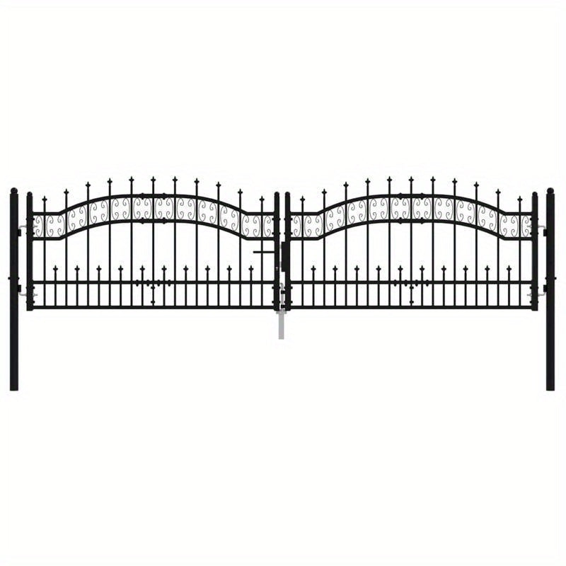 Poort Met Latten – Tuinpoort – Metalen Poort – Hekwerk – Looppoort – Zwart Gepoedercoat Staal – Weerbestendig – 305x120 cm