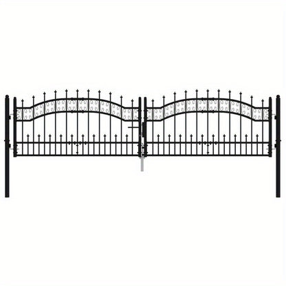 Poort Met Latten – Tuinpoort – Metalen Poort – Hekwerk – Looppoort – Zwart Gepoedercoat Staal – Weerbestendig – 305x120 cm