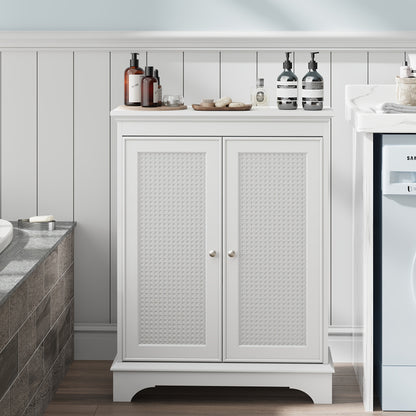 Floor-standing Bathroom With Storage Space, White Bathroom Cabinet With Basket Door And Adjustable Shelf, Independent Modern Bathroom Cabinet, Living Room, Kitchen
