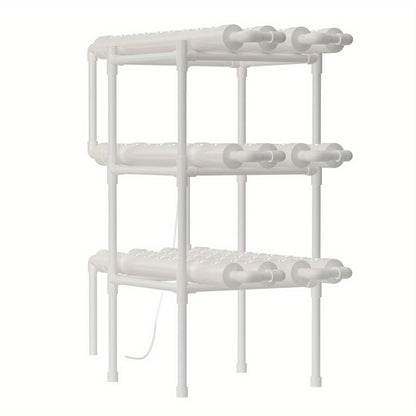 3-Tier Hydroponic Grow Kit with 108 Plant Sites, PVC Vegetable & Herb Cultivation System, Includes Plant Baskets, Sponge, Water Pump, Hose, Tweezers - Ideal for Indoor Gardening, Indoor Gardening System|Modern Hydroponic Syst