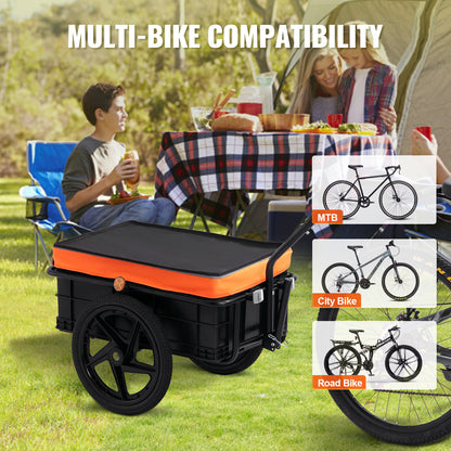 Fietskar – Fietstrolley – Bike Trailer – Bagagewagen – Fietsaanhanger – Carbon Stalen Frame – Waterdichte 600D Oxford Hoes – Max. 40 kg Draagvermogen – 406 mm Luchtbanden