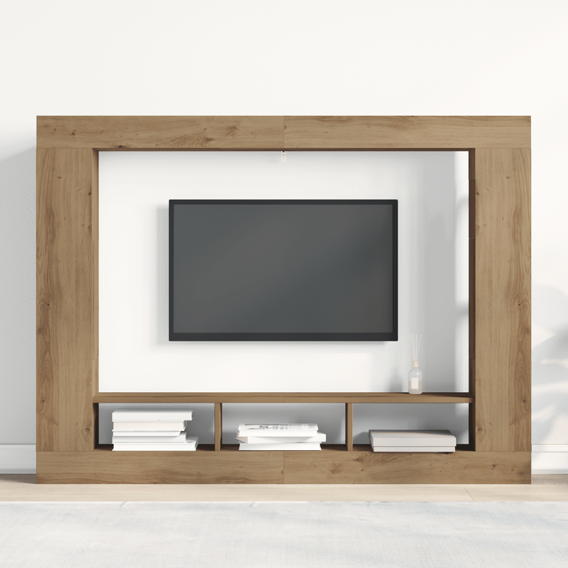 Houten TV-standaard – TV-meubel – Media Console – TV-kast – Tv-rek – Stevig hardhout – Ruimtebesparend design 152x22x113 cm
