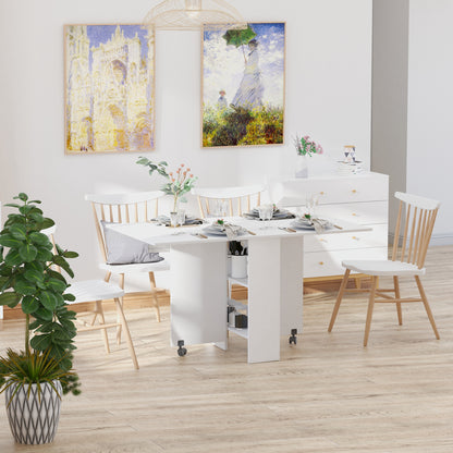 Opvouwbare Eettafel – Keukentafel – Uitklapbare Tafel – Uitschuifbare Tafel – Vouwtafel – Wit – Ruimtebesparend – Gemaakt Van Spaanplaat