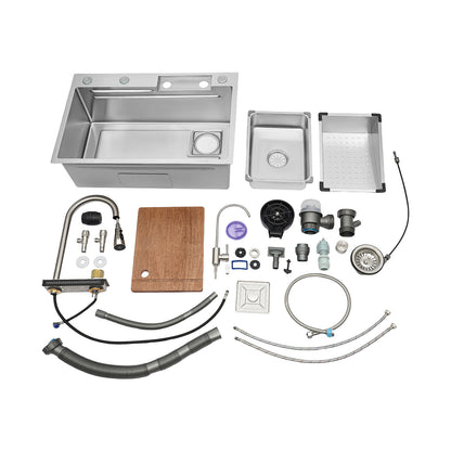 Heavy-Duty 304 Stainless Steel Sink - 8-Inch Large Capacity with Anti-Clog Drain, Noise-Reducing Mats & Anti-Condensation Design for Kitchen, Bathroom, Farm, Garage, Laundry - Commercial & Home Use, Stainless Steel Kitchen Si