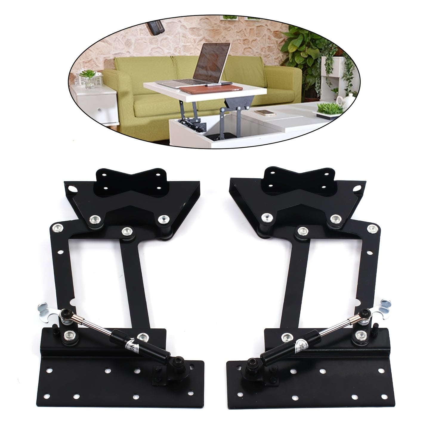 Scharnier – Meubelscharnier – Hefmechanisme – Deurscharnier – Koffietafel Hefscharnier – Zwart Staal – 35 kg Draagkracht – Voorliggend 110°