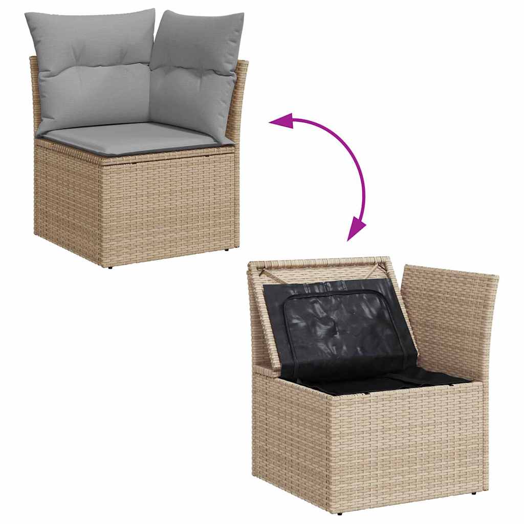 Tuinbank – Buitenbank – Loungeset – Modulair Sofa – Tuinmeubel – Handgeweven Poly Rattan – Verstelbaar Met Lichtgrijze Kussens