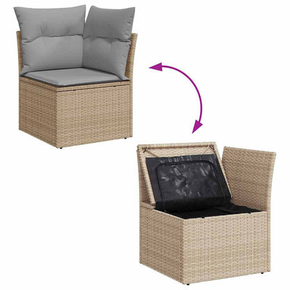 Tuinbank – Buitenbank – Loungeset – Modulair Sofa – Tuinmeubel – Handgeweven Poly Rattan – Verstelbaar Met Lichtgrijze Kussens