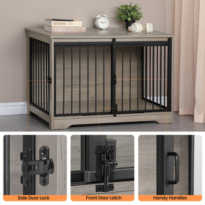 Hondenhok – Hondenbench – Hondenkooi – Hondenhuis – Kennel – Dubbele Deuren – Robuuste Stalen Buizen – 60x100x68 cm – Draagt Tot 100 kg